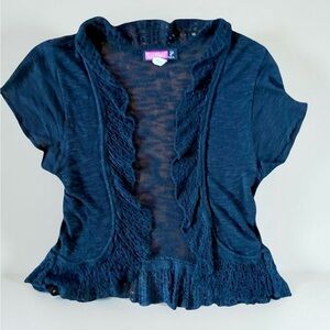 Say What? Black Ruffled Sheer Shrug